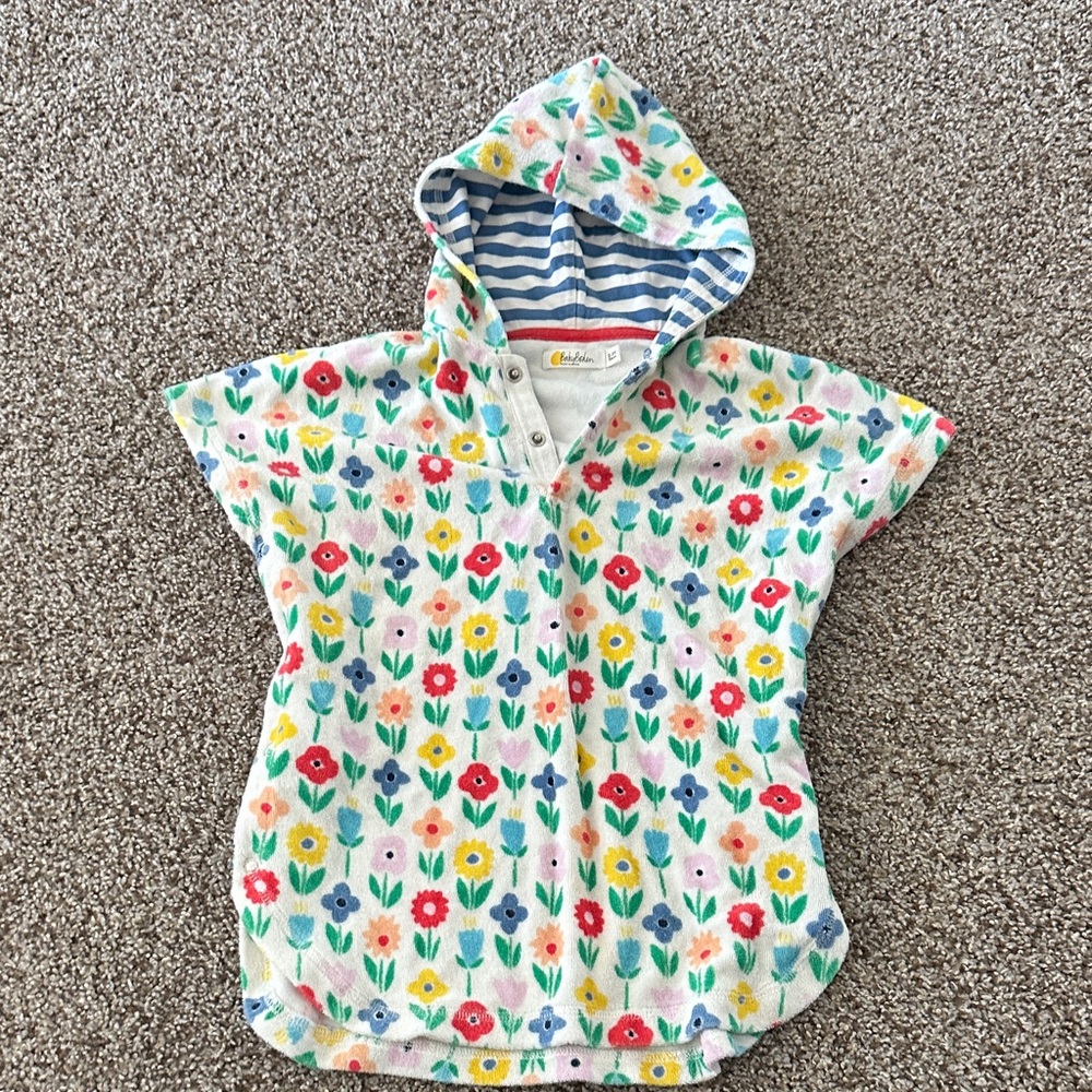 Baby Boden Multicolor Floral Pool Poncho with Striped Hood